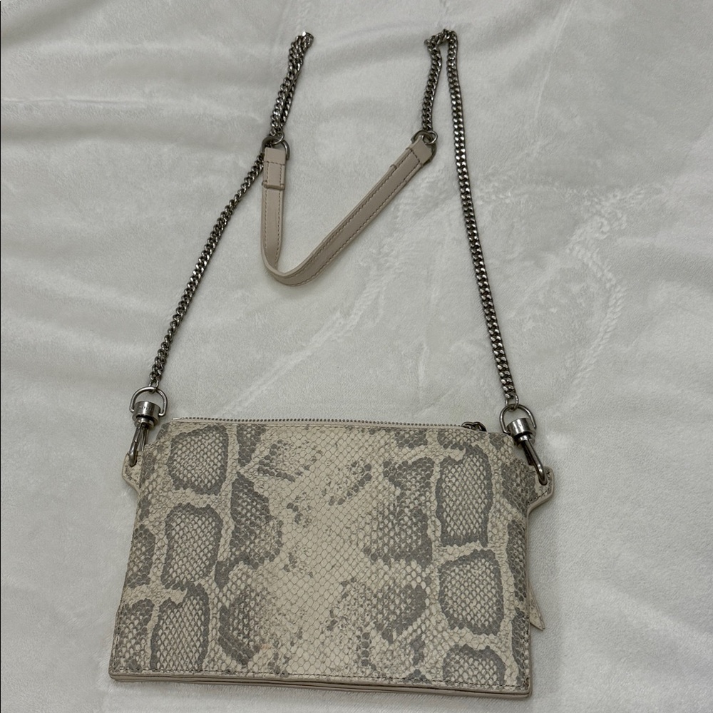 Chic Snake Print Crossbody Bag in Cream